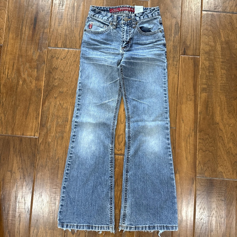 Vintage Y2K Bootcut High Rise Mudd Jeans Girl 8 Slim Whiskers Stretch Flare FLAW